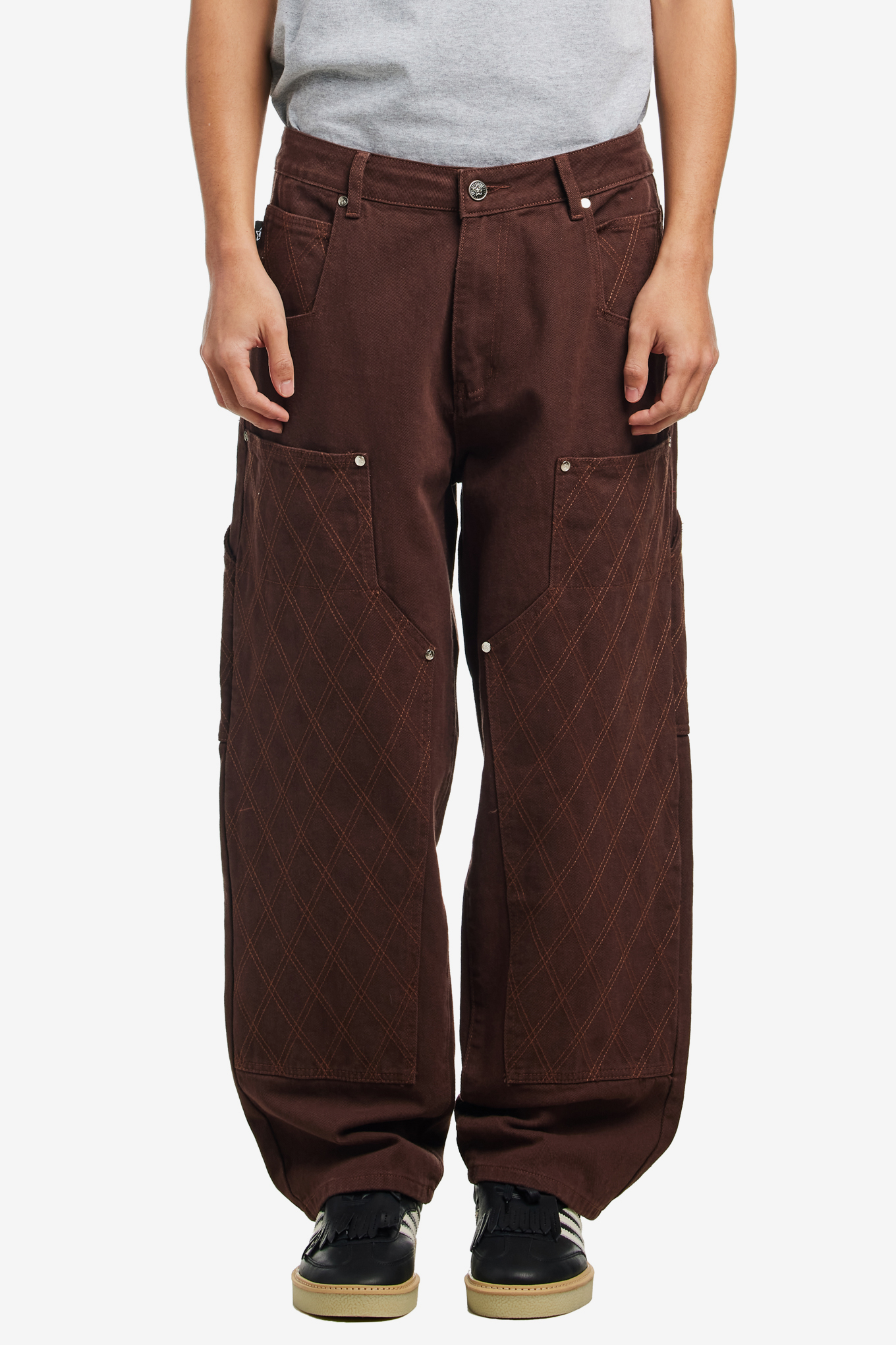 CROSS STITCH DOUBLE KNEE JEANS-STAR TEAM-147000 | 웍스아웃