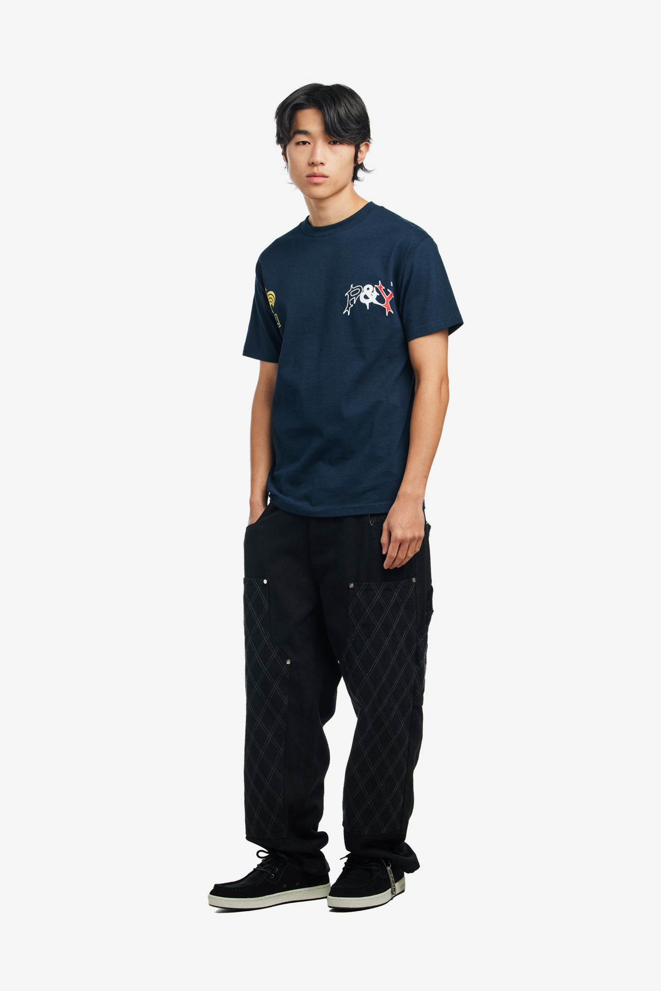 CROSS STITCH DOUBLE KNEE JEANS-STAR TEAM-147000 | 웍스아웃