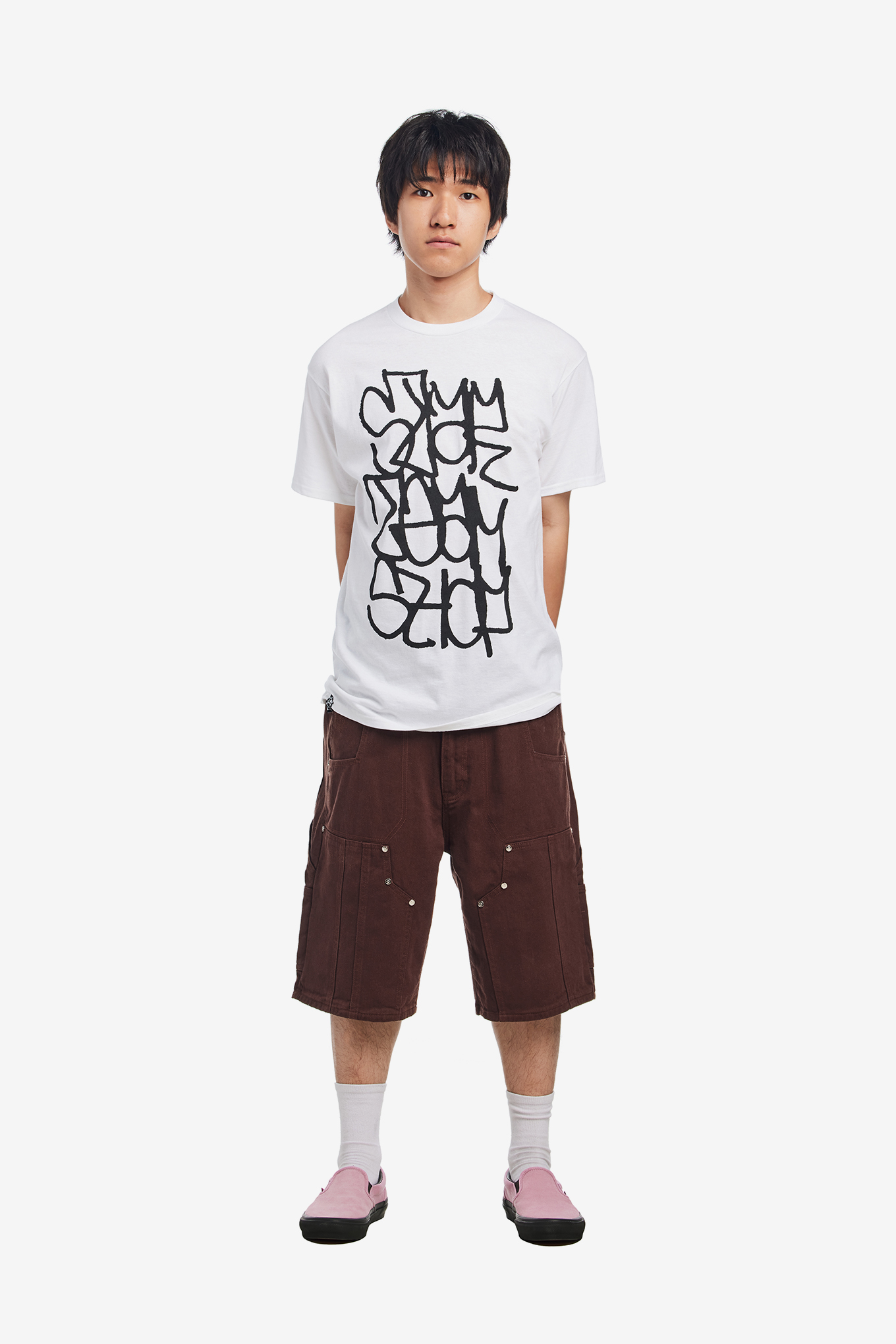 DOUBLE KNEE SEAM JEAN SHORTS-STAR TEAM-140000 | 웍스아웃