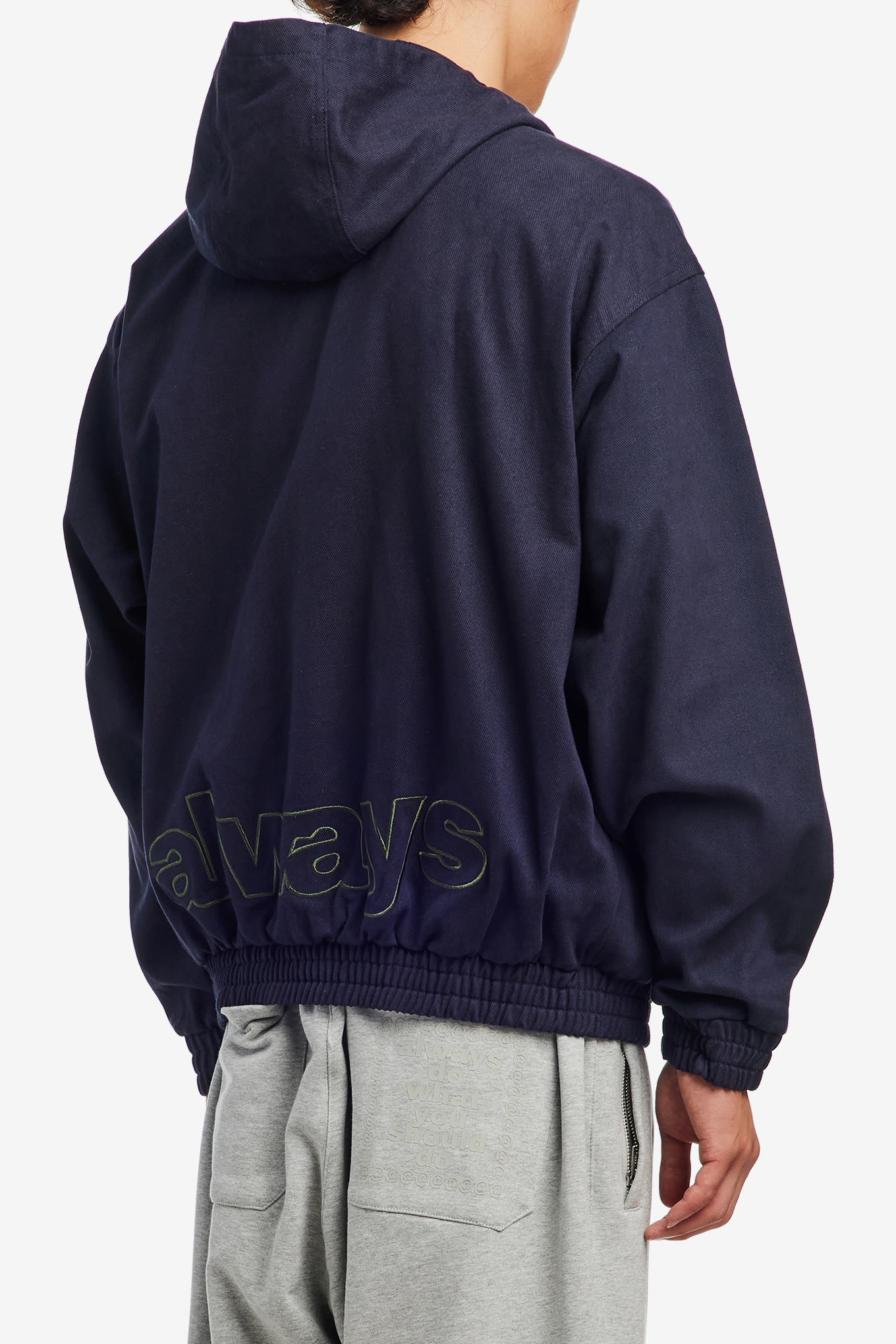 TWO TONE CANVAS BOMBER JACKET-ALWAYS DO WHAT YOU SHOULD DO-119000