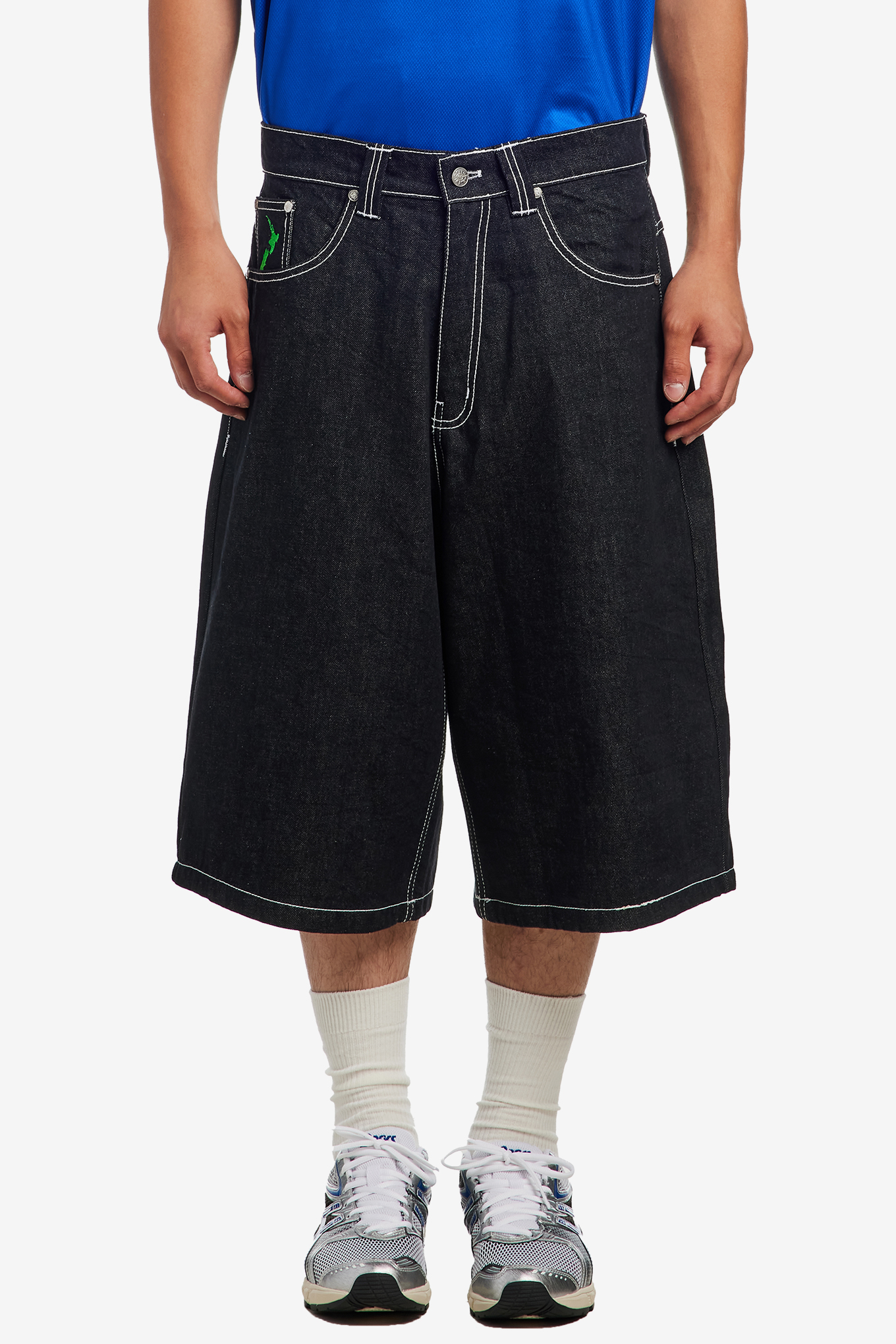 BACK POCKET PRINT DENIM SHORTS-ALWAYS DO WHAT YOU SHOULD DO-74000