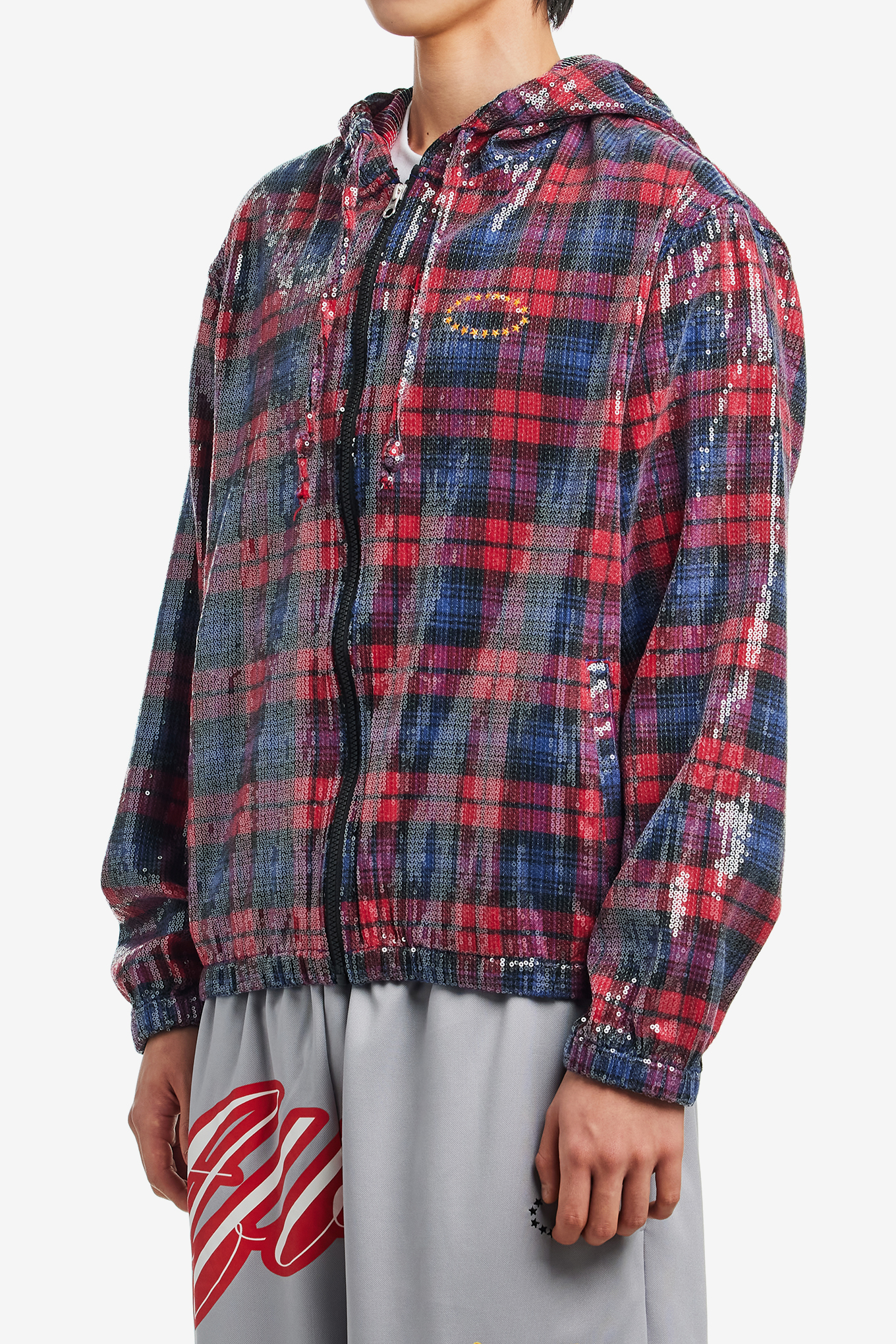 HOODED SPANGLE FLANNEL JACKET-AFB-288000 | 웍스아웃