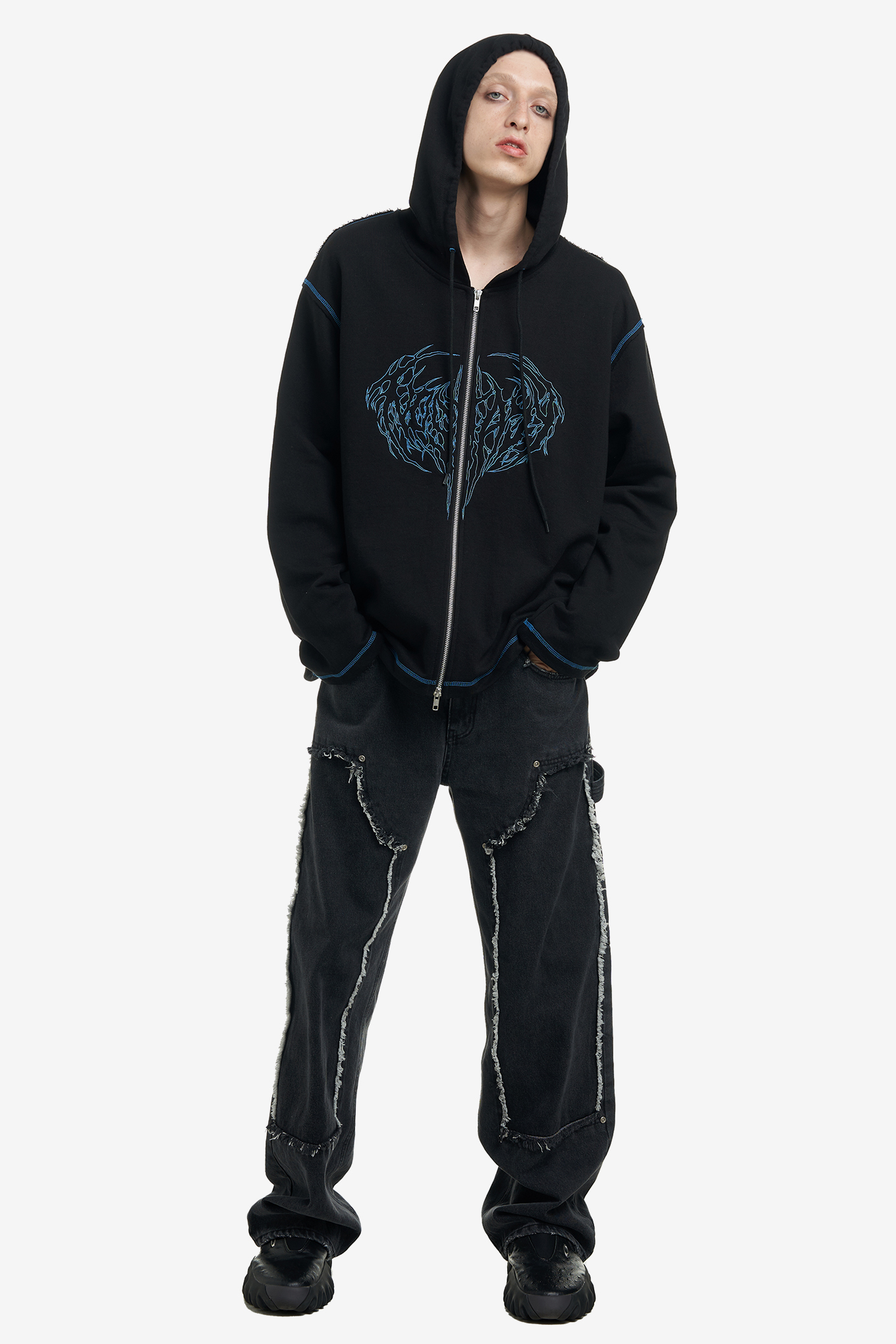 NOSTASY-METAL HOODED ZIP-UP SWEAT 100800 | 웍스아웃