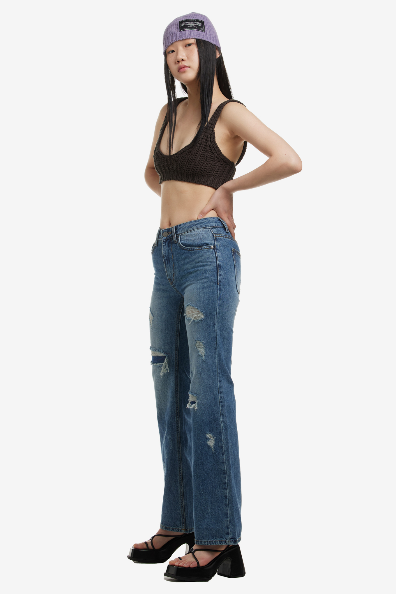 CHUNKY BRA KNIT VEST-OPEN YY-22200 | 웍스아웃