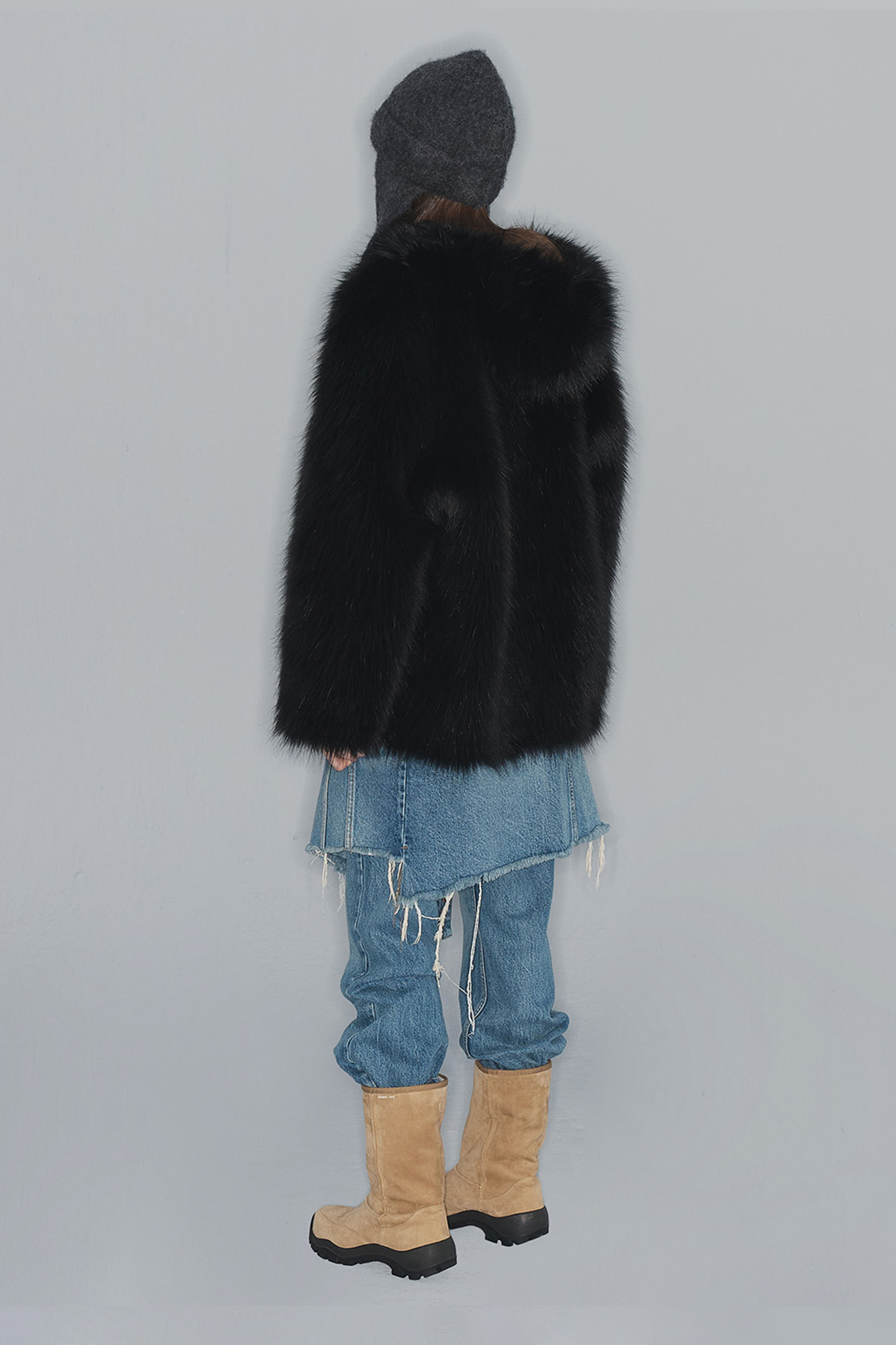 REVERSIBLE FAUX FUR HOOD JACKET-OPEN YY-306600 | 웍스아웃