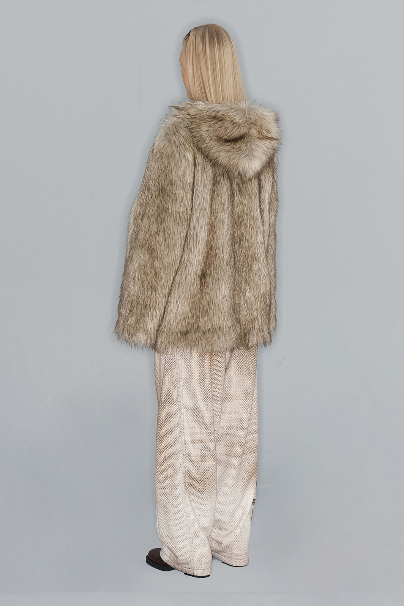 REVERSIBLE FAUX FUR HOOD JACKET-OPEN YY-306600 | 웍스아웃