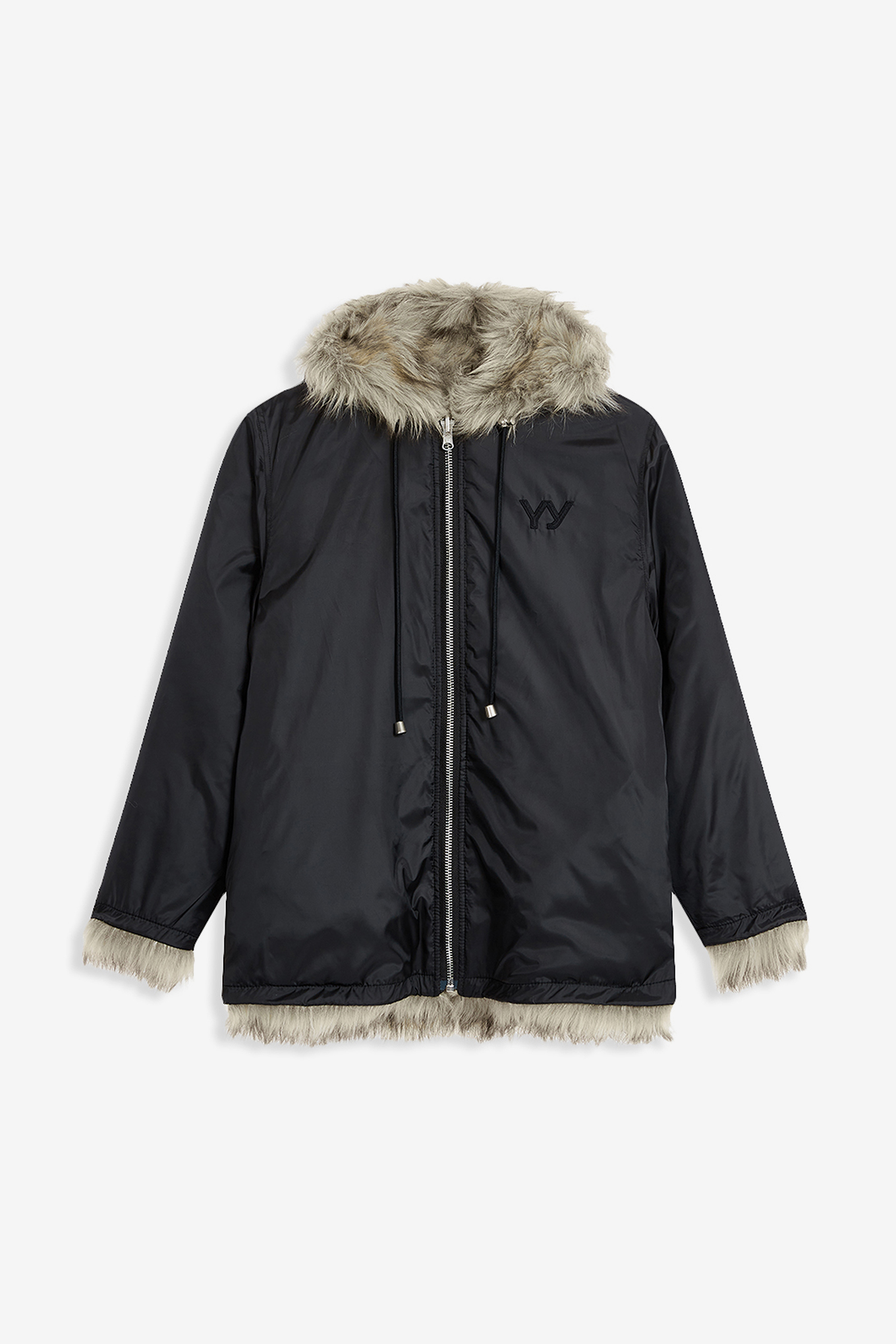 REVERSIBLE FAUX FUR HOOD JACKET-OPEN YY-306600 | 웍스아웃