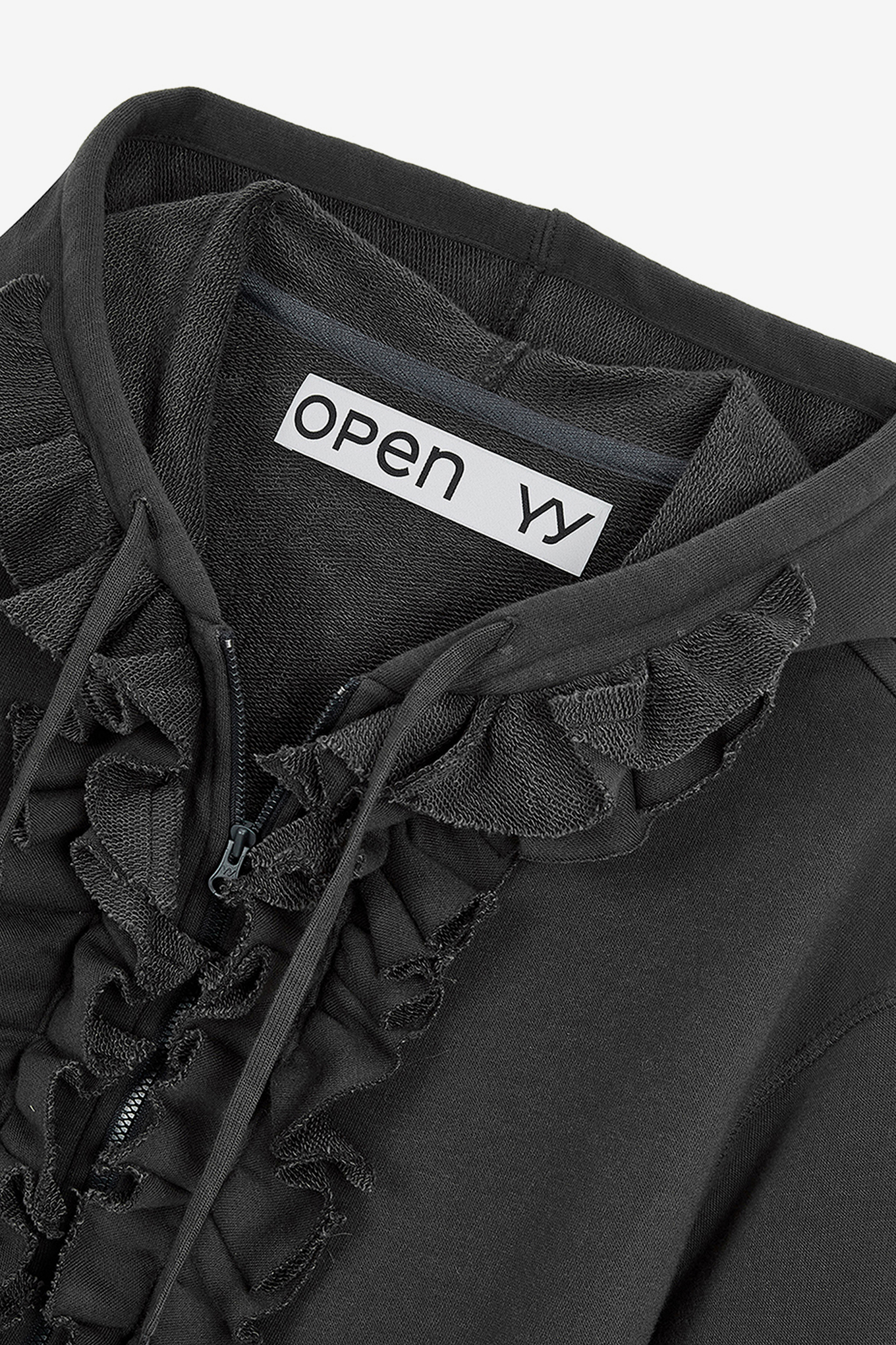 RUFFLE HOODIE-OPEN YY-104300 | 웍스아웃