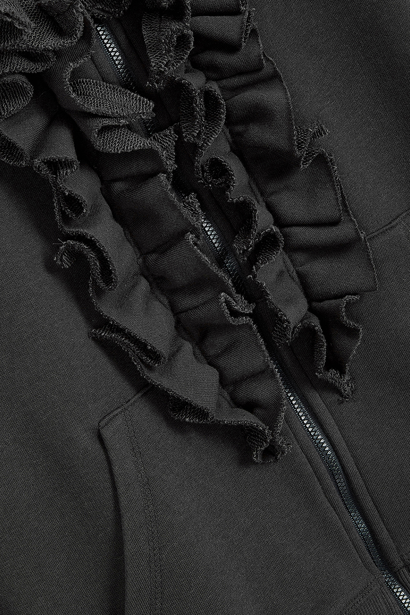 RUFFLE HOODIE-OPEN YY-104300 | 웍스아웃