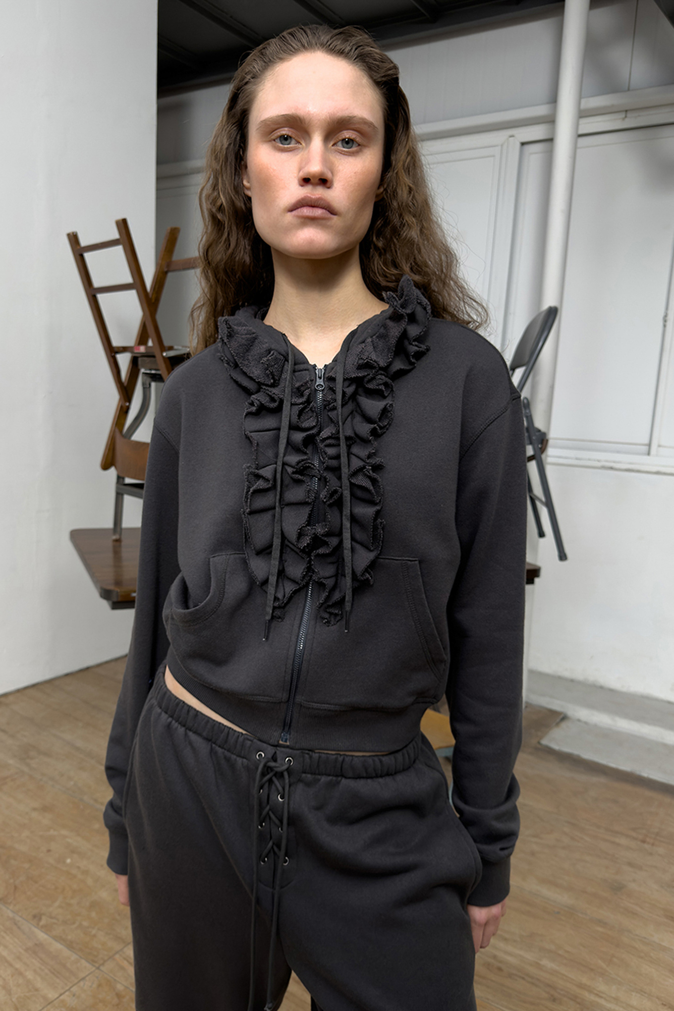 OPEN YY オープンワイワイ RUFFLE HOODIE パーカー RUFFLE HOODIE-OPEN YY-104300 | 웍스아웃