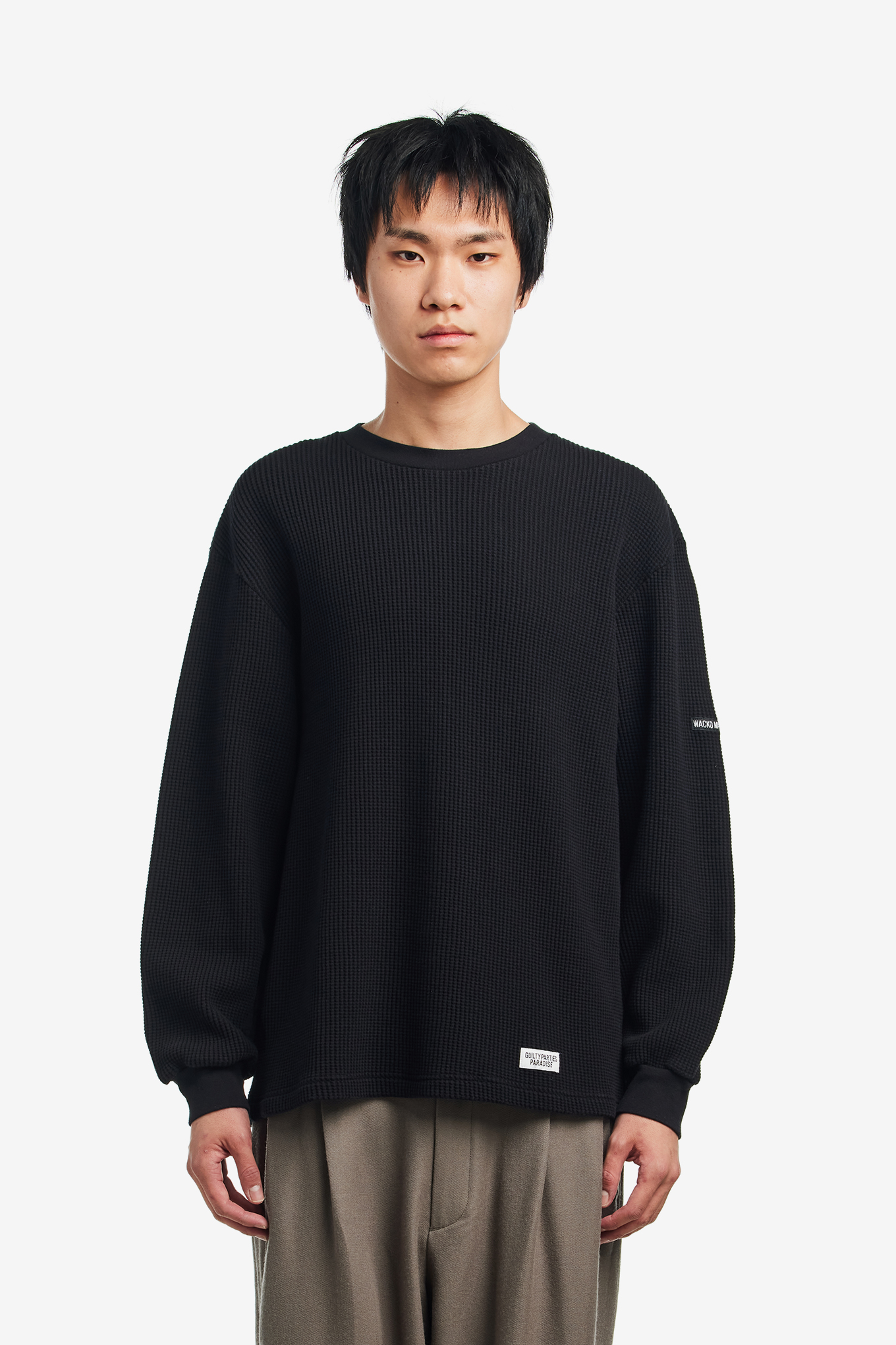 Wacko Maria Washed Heavy Weight Long Sleeve T-Shirt Black Men's