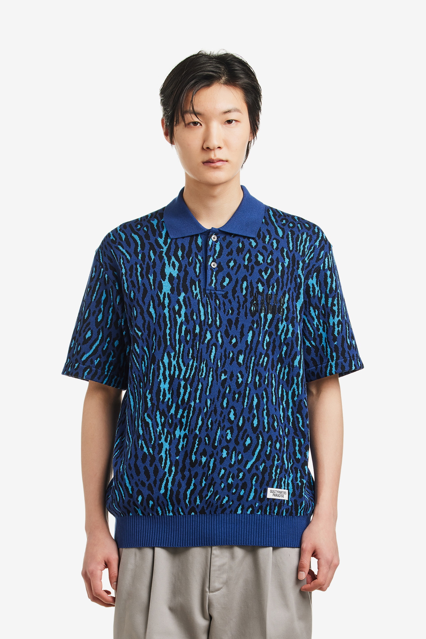 LEOPARD KNIT POLO SHIRT-WACKO MARIA-235000 | 웍스아웃