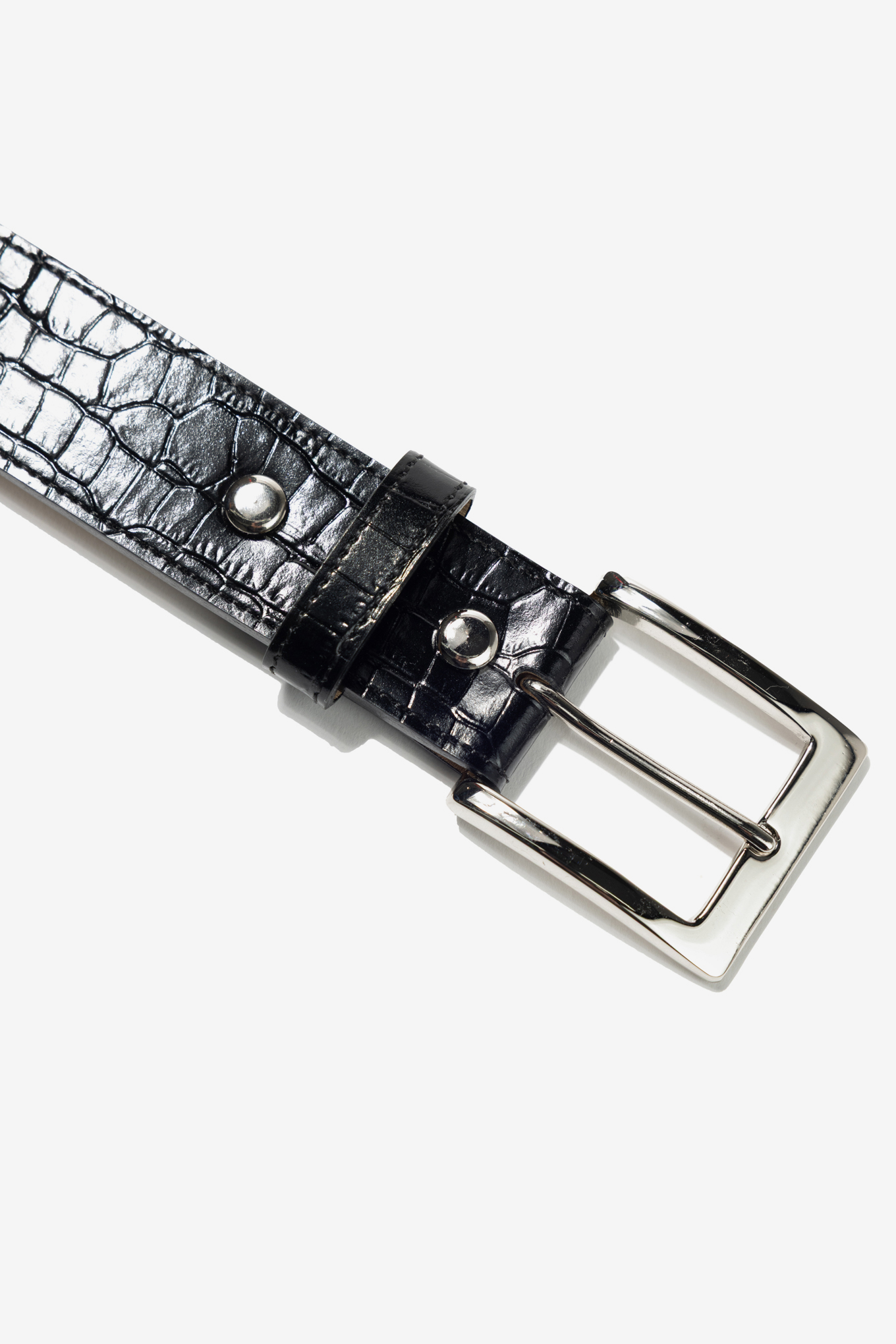 小物 WACKO MARIA LEATHER BELT BLACK SILVER LEATHER BELT ( TYPE-1 )-WACKO MARIA-156000 | 웍스아웃
